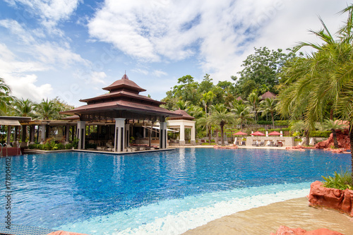 Phetchaburi , Thailand -  October 16, 2017 : Beautiful swimming pool in tropical resort , Phetchaburi , Thailand. © Nischaporn