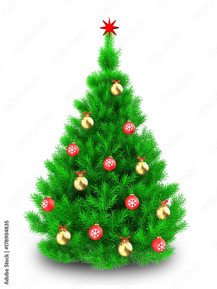 3d vibrant Christmas tree over white 3d vibrant Christmas tree over white
