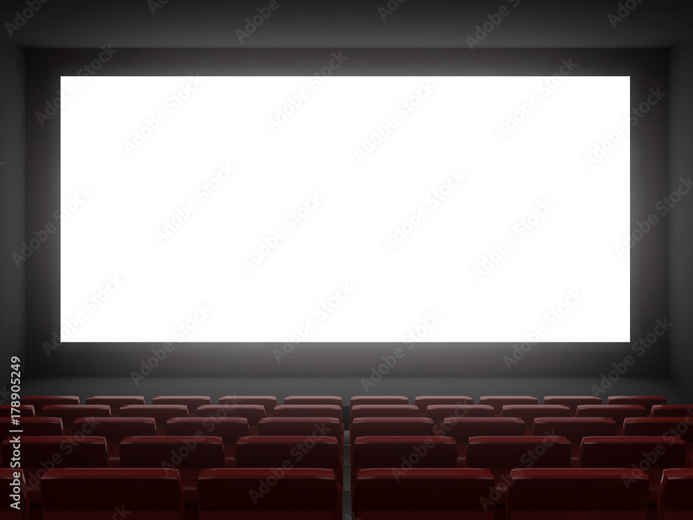 cinema hall white screen.3d rendering