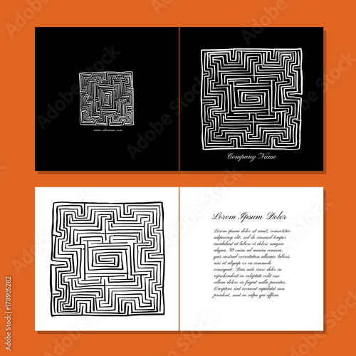 Greeting cards design, labyrinth square