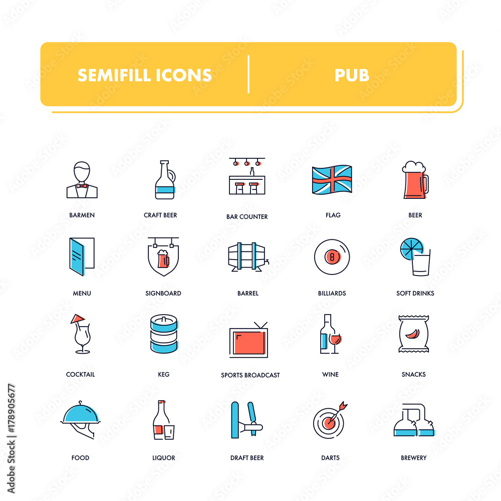 Line icons set. Pub Line icons set. Pub