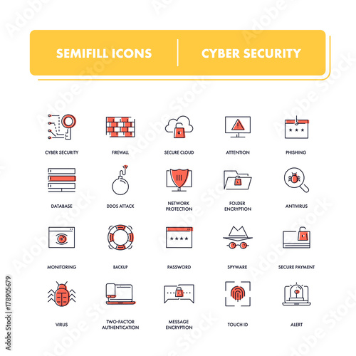 Line icons set. Cyber Security