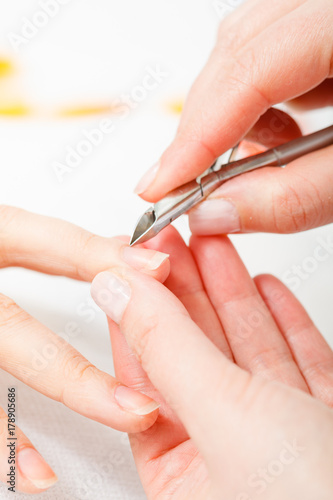 Preparing nails before manicure  cutting cuticles