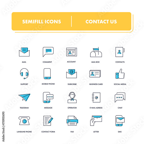 Line icons set. Contact Us
