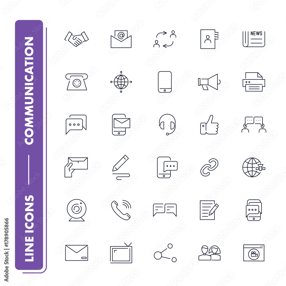 Line icons set. Communication Line icons set. Communication