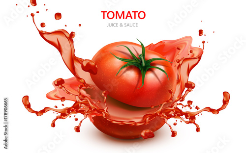 Sliced tomato with splashing juice