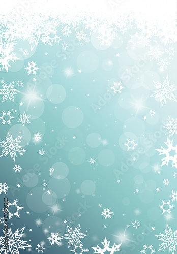 Christmas light background with white snowflakes