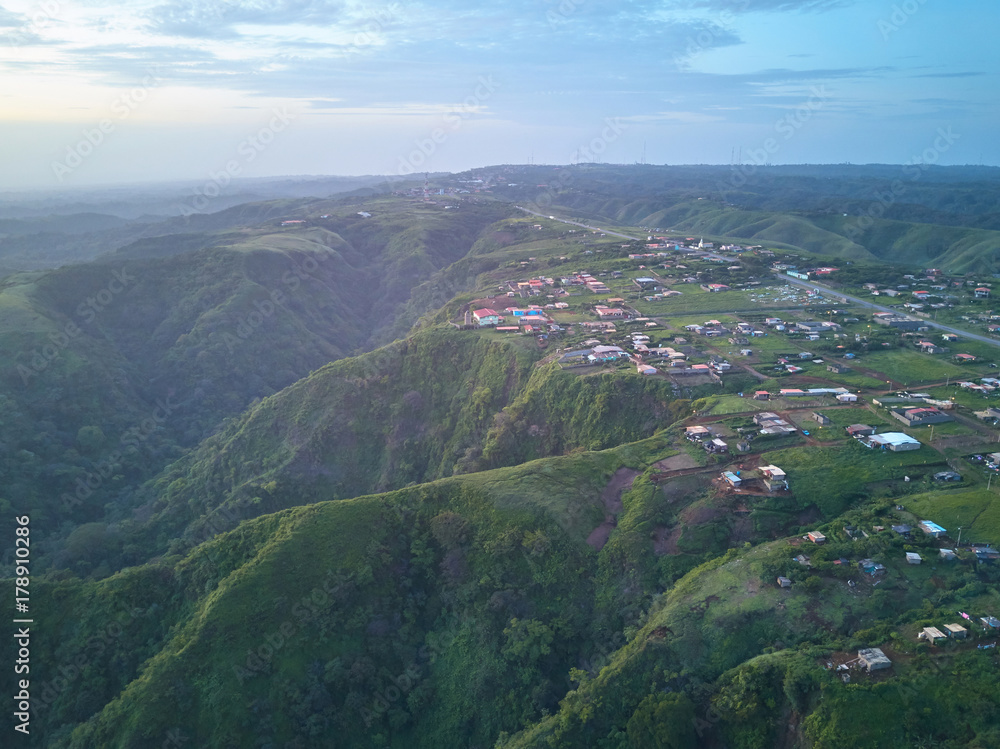Obraz premium Aerial view on small city