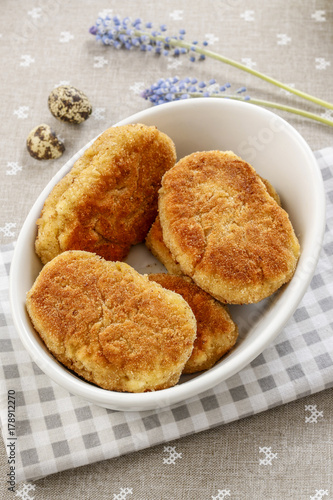 Traditional croquettes stuffed with eggs.