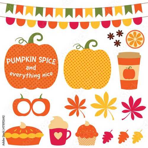 Pumpkin spice and everything nice clip art set