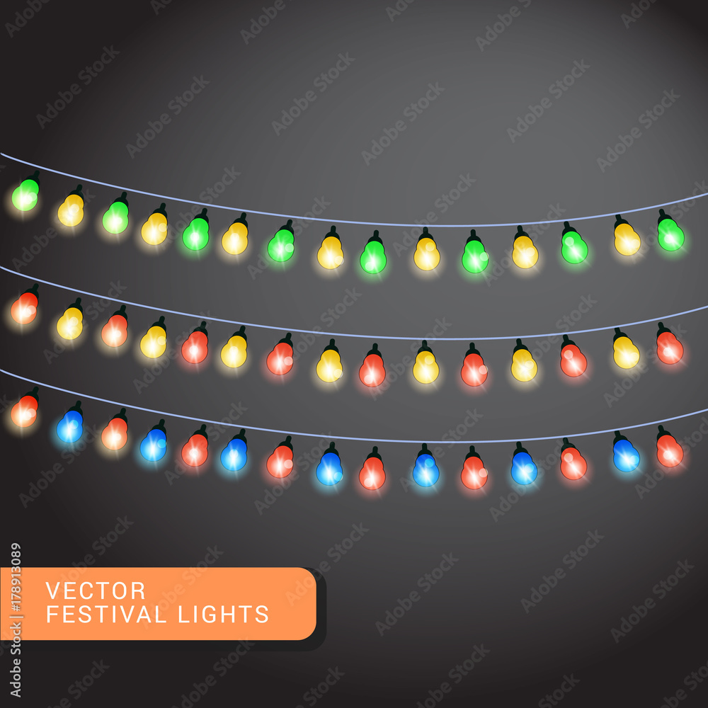 Christmas lights, holiday background, eps 10 vector illustration