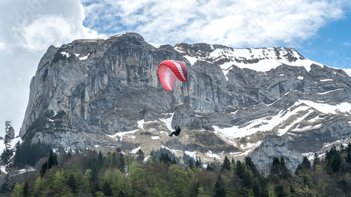 Paragliding in the Alps mountains, Switzerland