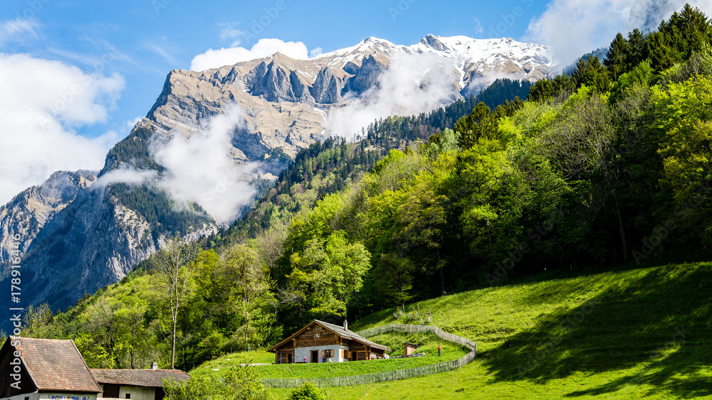 Heididorf, the village of Heidi in Swiss Alps, Switzerland