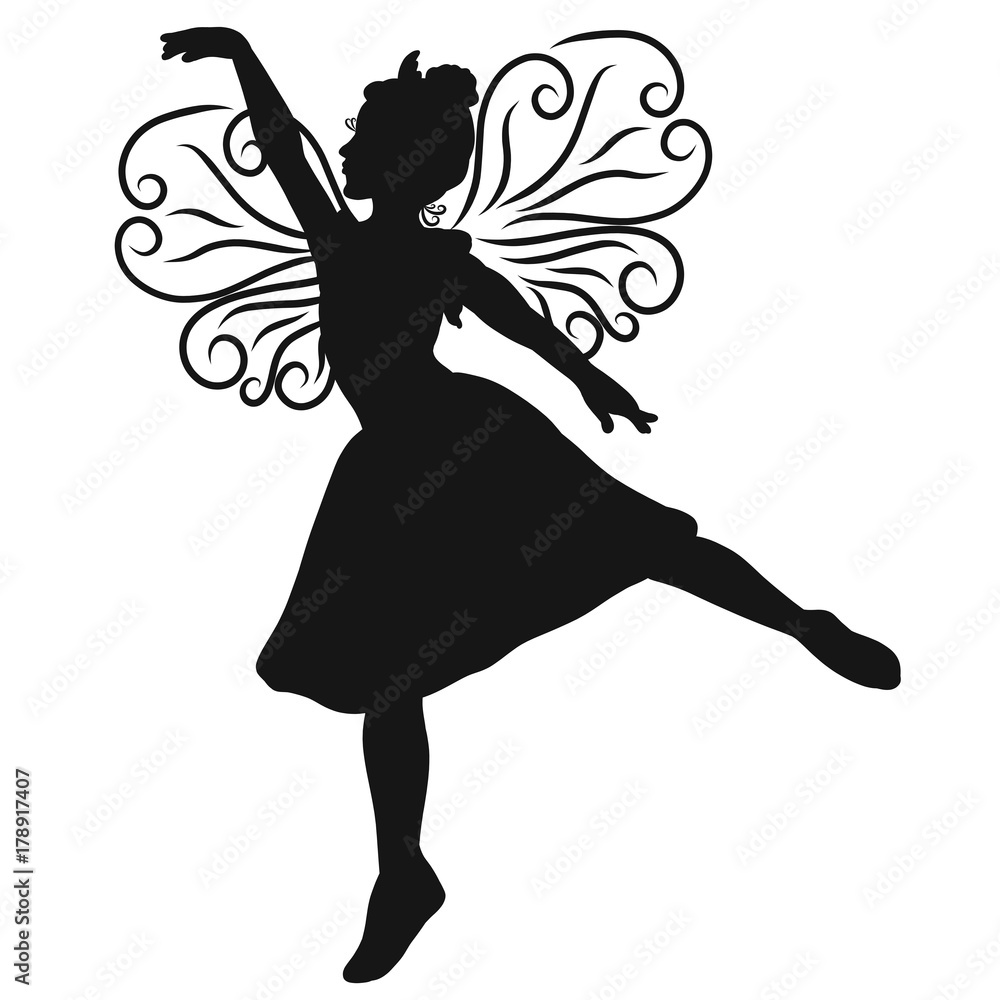 Young ballerina with patterned wings Young ballerina with patterned wings