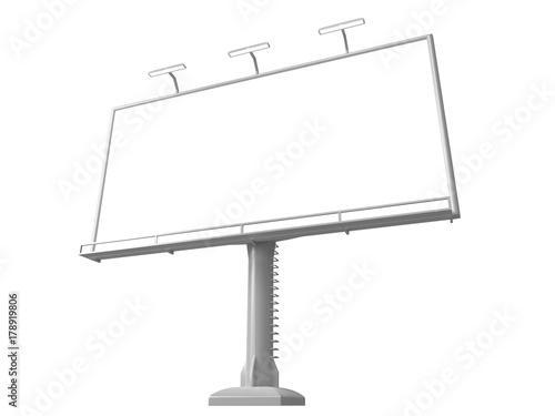 3D rendering of blank billboard (empty advertisement) isolated on white background