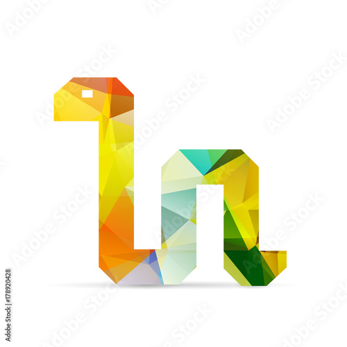 low poly design of python isolated on white background