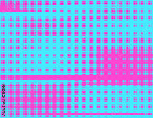 Colorful vector halftone background. Modern abstract illustration. Chaotic glitched grid of dots with different size. Segmented graphic gradient made of round particles. Element of design.