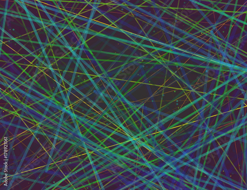 Modern abstract vector illustration. Futuristic colorful background with linear connections of virtual neural network. Intricated digital system. Complex trace routing in deep web. Element of design.