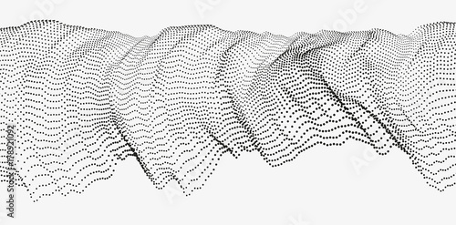 Modern technological abstract vector illustration. Wavy dotted cascade. Contemporary digital background. Dynamic futuristic complex shape made of round particles. Element of design.