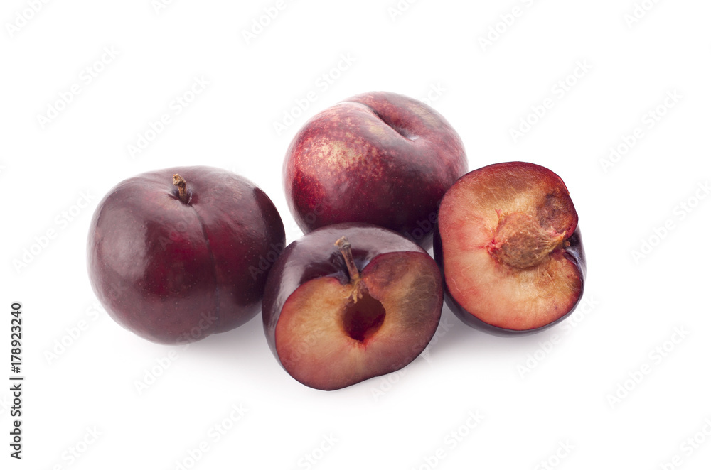 Plums isolated on white background