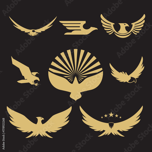 Obraz na plátne Gold heraldic eagle logo design