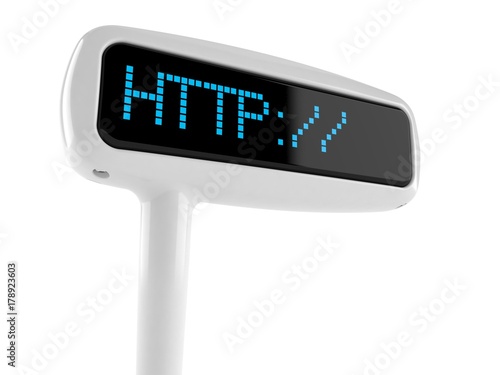 Cashregister screen with HTTP text