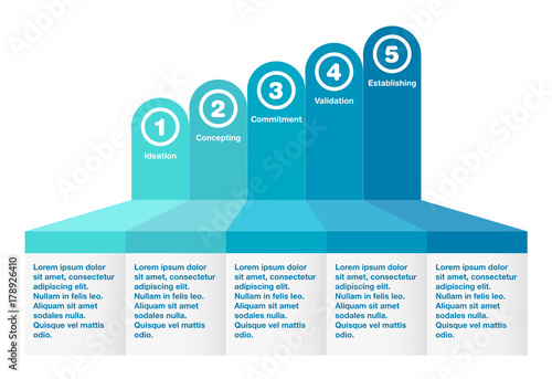 Business infographic elements, diagram, graph, presentation, chart. Business concept infographics with 5 steps, growing process. Vector illustration template
