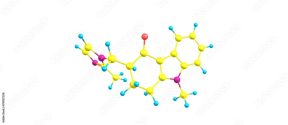 Ondansetron molecular structure isolated on white