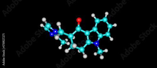 Ondansetron molecular structure isolated on black