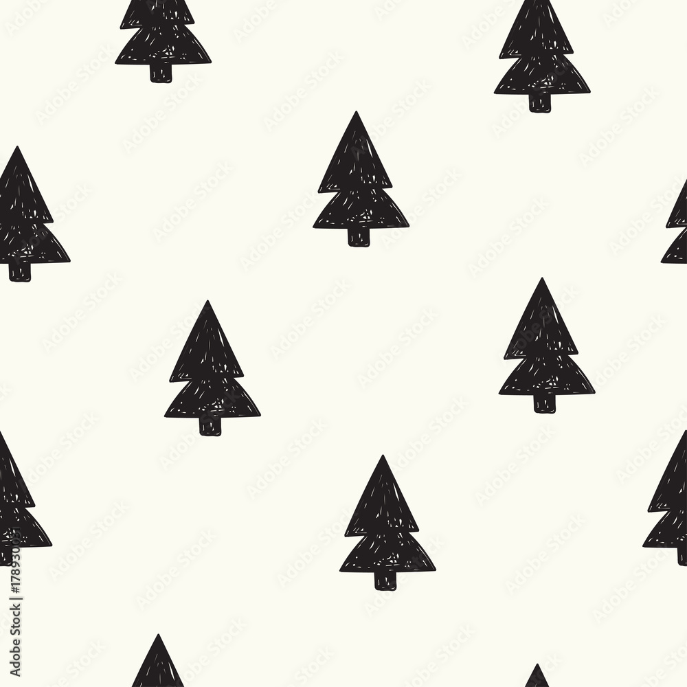 Vector seamless pattern with winter Christmas trees. Vector seamless pattern with winter Christmas trees.