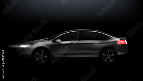 Dark Car. Clear Business Sedan isolated