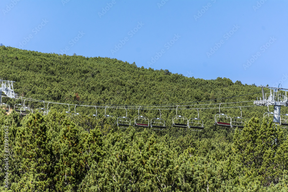 chair lift  in a pine  mountain