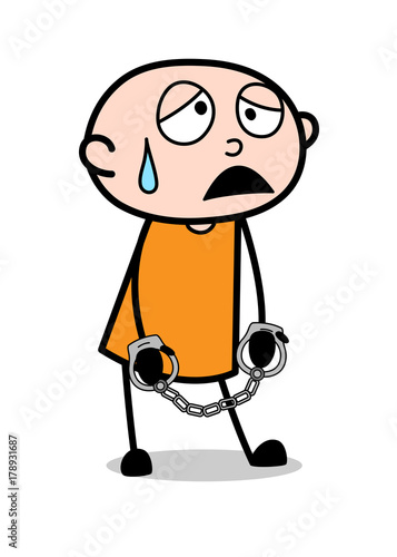 Depressed Face - Cartoon Prisoner Vector Illustration