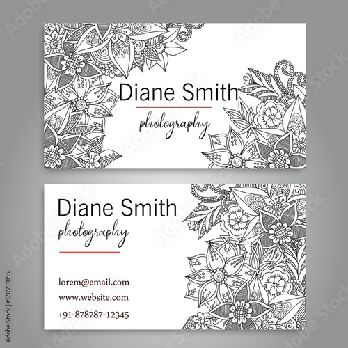Business card with beautiful flowers.Template