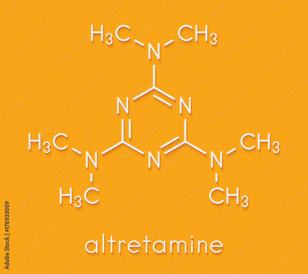 Altretamine cancer drug molecule. Skeletal formula.