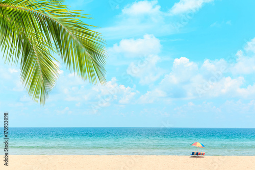 Ka-ron Beach at Phuket , Thailand. White sand beach with beach umbrella. Summer, Travel, Vacation and Holiday concept. © PRASERT