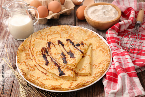 crepe with chocolate and ingredients