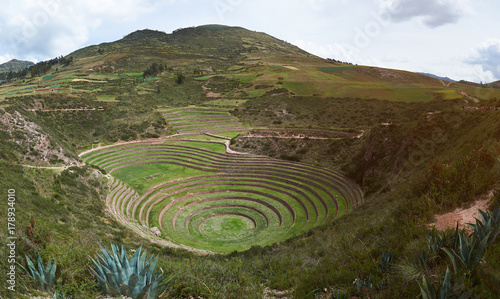 Canvas Print Panorama of moray sacred valley