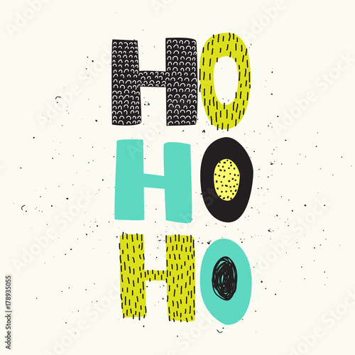 Christmas hand draw greeting cards lettering HoHoHo.