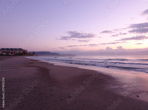 Fototapeta Naklejka Na Ścianę i Meble -  The coast of Benicasim at sunrise, Castellon
