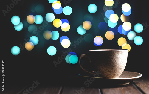 cup of coffee on a wooden table