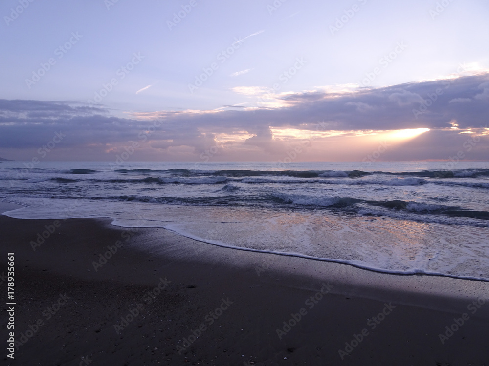 The coast of Benicasim at sunrise, Castellon The coast of Benicasim at sunrise, Castellon