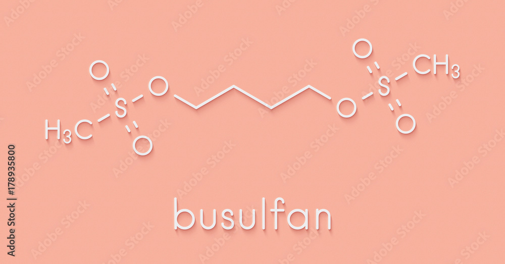 Busulfan cancer chemotherapy drug molecule (alkylating agent). Skeletal formula.