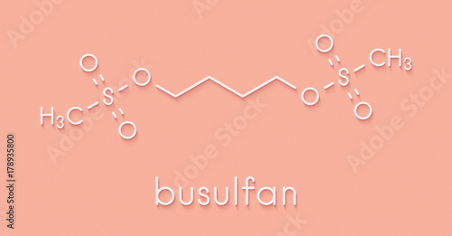 Busulfan cancer chemotherapy drug molecule (alkylating agent). Skeletal formula. photo