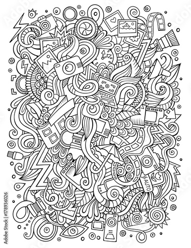 Cartoon cute doodles hand drawn Photo illustration