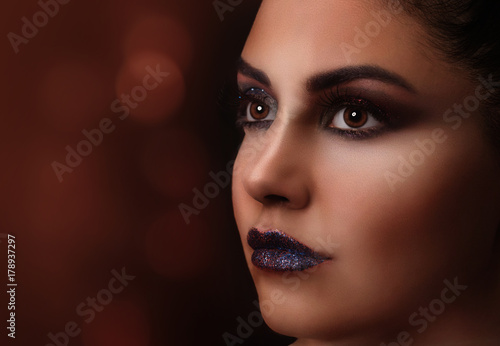 Beautiful Woman's Face. Makeup Concept.