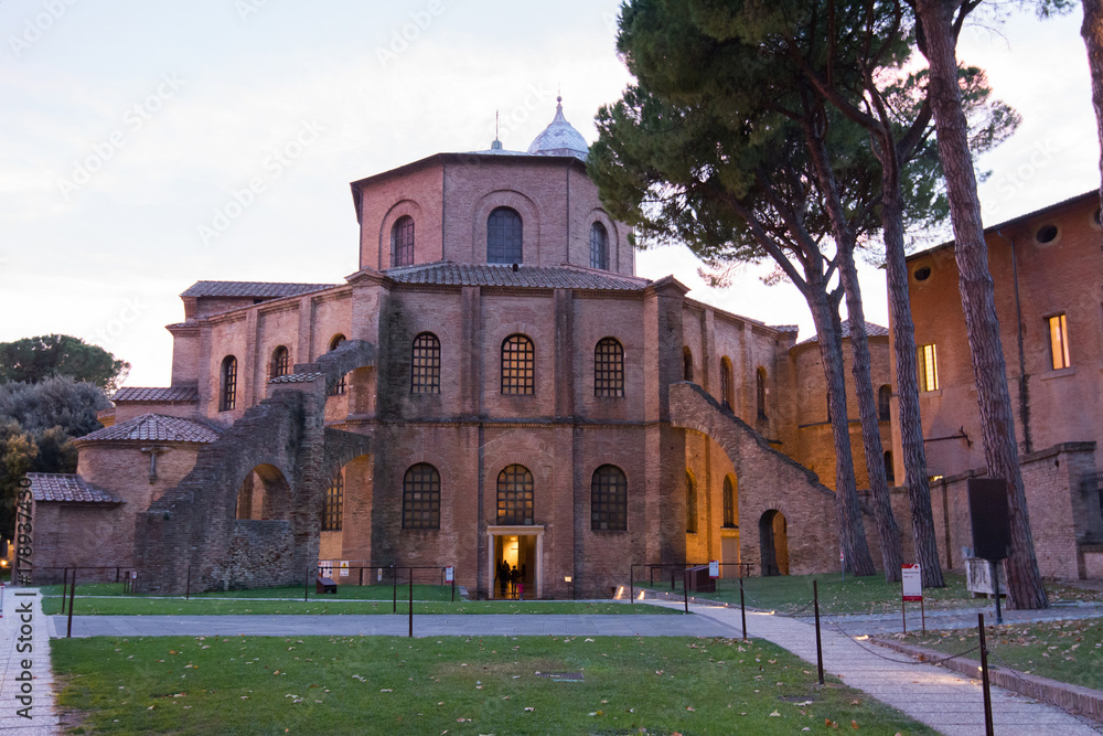 Famous Basilica di San Vitale, examples of early Christian Byzantine art in western Europe, in Ravenna, region of Emilia-Romagna, Italy