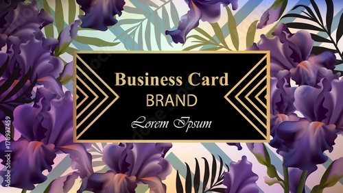 Luxury card with flowers Vector. Beautiful illustration for brand book, business card or poster. Floral background. Place for texts