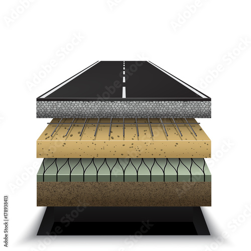 section of asphalt road Pavement layers
