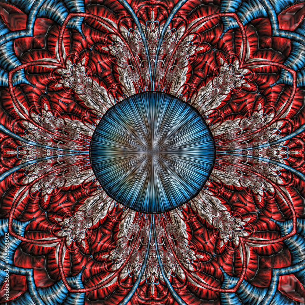 3d illustration - abstrakt fraktal rot blau nahtlos Stock Illustration |  Adobe Stock